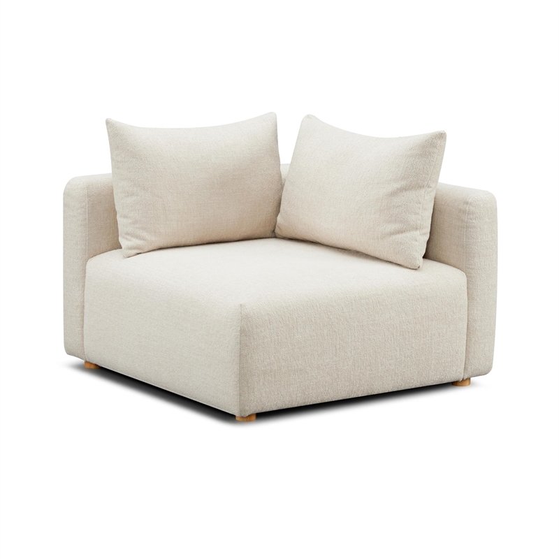 Pemberly Row Cream Heavy Textured Fabric Modular Corner Chair