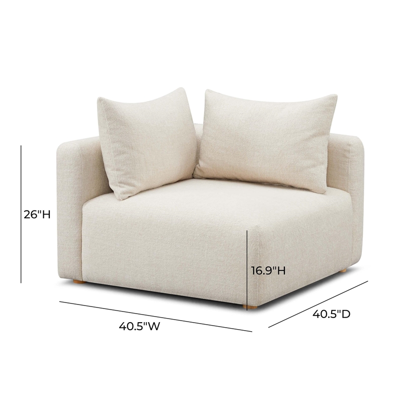 Pemberly Row Cream Heavy Textured Fabric Modular Corner Chair