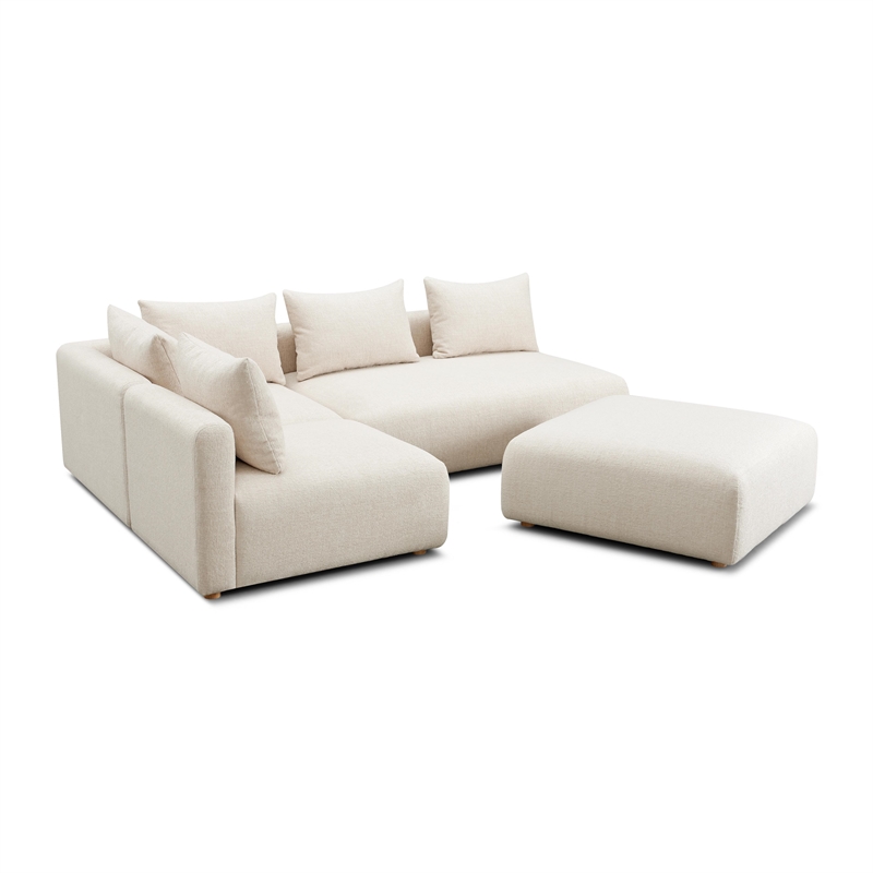 Pemberly Row Cream Heavy Textured Fabric 4-Piece Modular Sectional