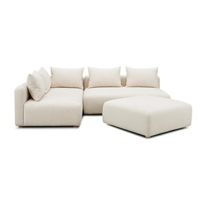 Pemberly Row Cream Heavy Textured Fabric 4-Piece Modular Sectional