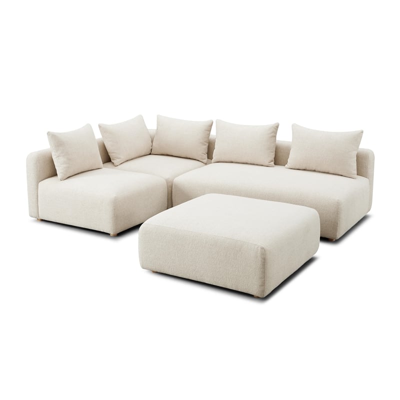 Pemberly Row Cream Heavy Textured Fabric 4-Piece Modular Chaise Sectional