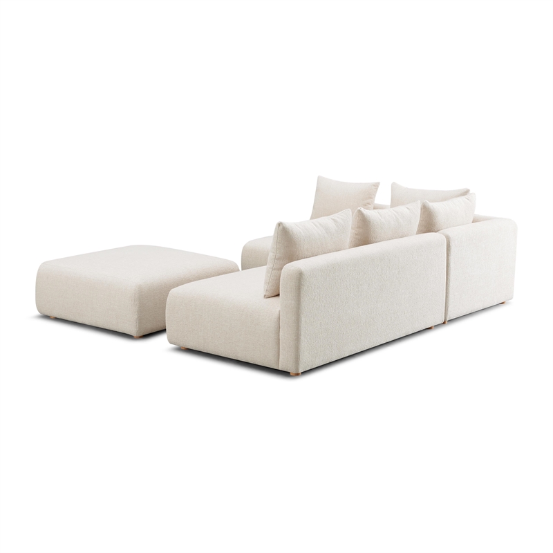 Pemberly Row Cream Heavy Textured Fabric 4-Piece Modular Chaise Sectional