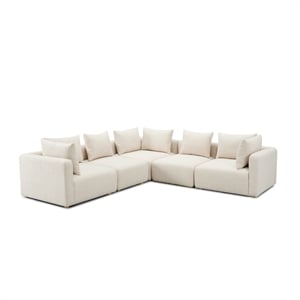 Pemberly Row Cream Heavy Textured Fabric 5-Piece Modular L-Sectional