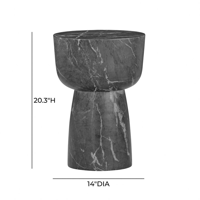 Pemberly Row Contemporary Black Faux Marble Indoor/Outdoor Side Table