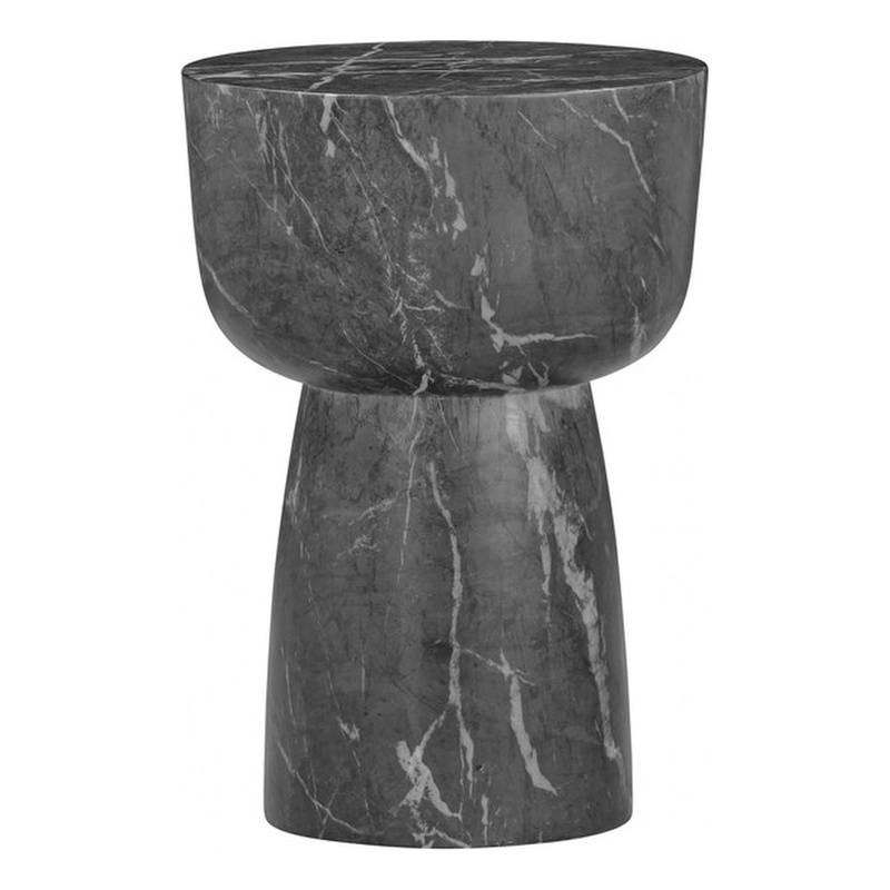 Pemberly Row Contemporary Black Faux Marble Indoor/Outdoor Side Table