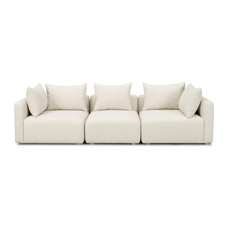 Pemberly Row Contemporary Accent Cream Heavy Textured Fabric Sofa