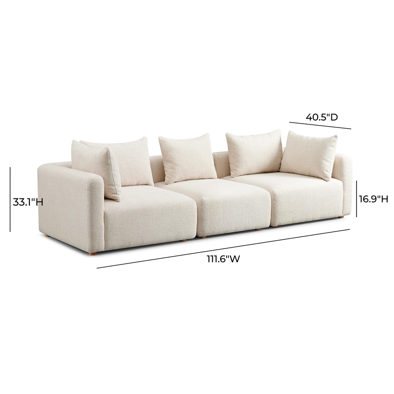 Pemberly Row Contemporary Accent Cream Heavy Textured Fabric Sofa