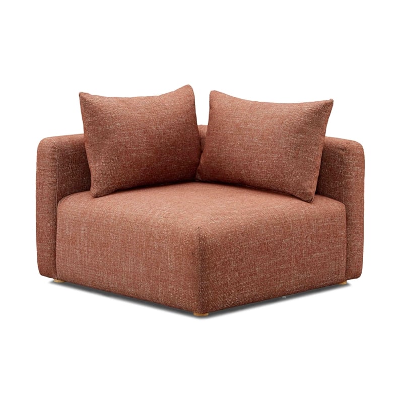 Pemberly Row Contemporary Red Textured Fabric Modular Corner Chair