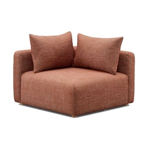 Pemberly Row Contemporary Red Textured Fabric Modular Corner Chair