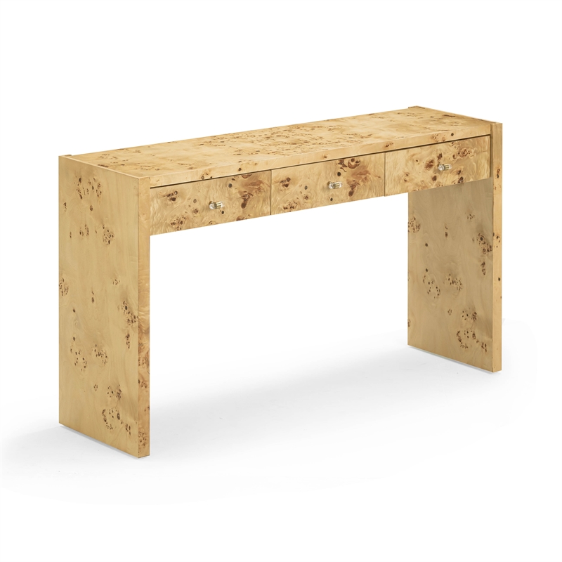Pemberly Row Contemporary Accent Natural Finish Burl Console Table