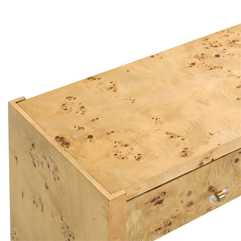 Pemberly Row Contemporary Accent Natural Finish Burl Console Table