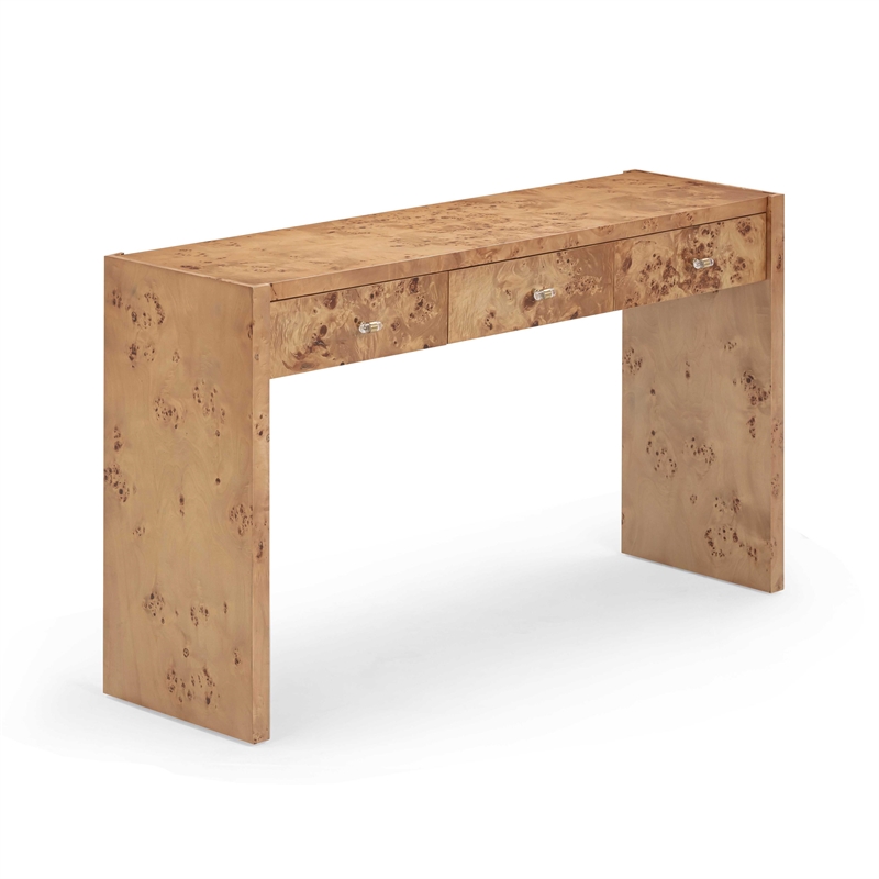 Pemberly Row Contemporary Accent Honey Burl Wooden Console Table