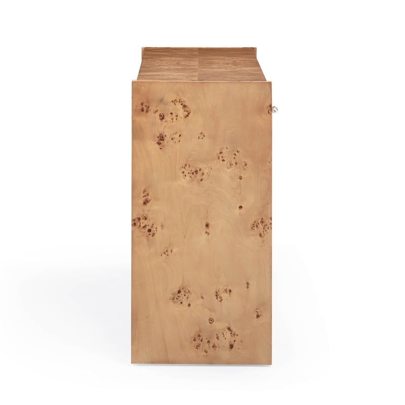 Pemberly Row Contemporary Accent Honey Burl Wooden Console Table
