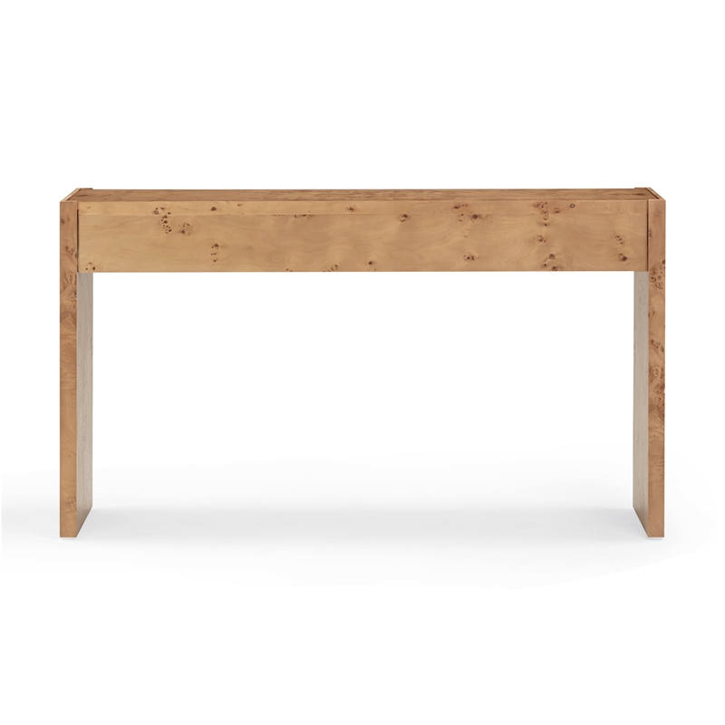 Pemberly Row Contemporary Accent Honey Burl Wooden Console Table