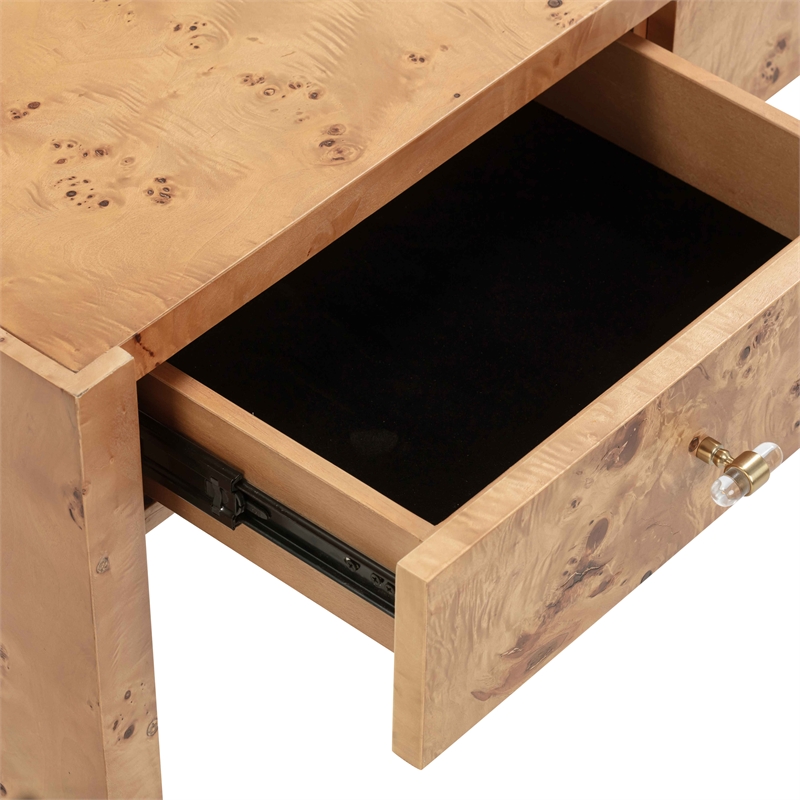 Pemberly Row Contemporary Accent Honey Burl Wooden Console Table