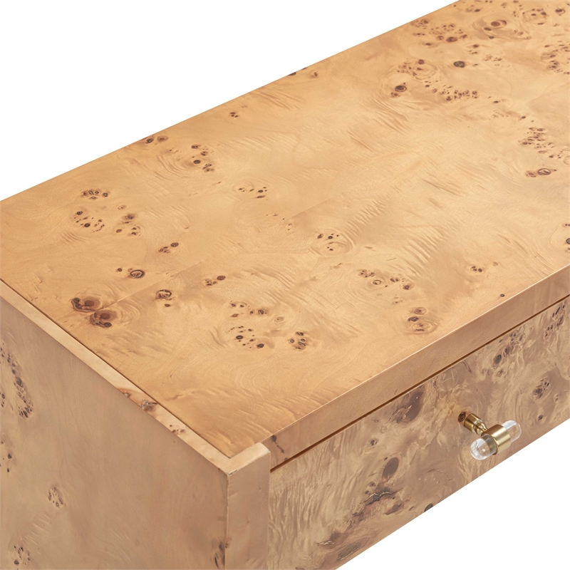 Pemberly Row Contemporary Accent Honey Burl Wooden Console Table