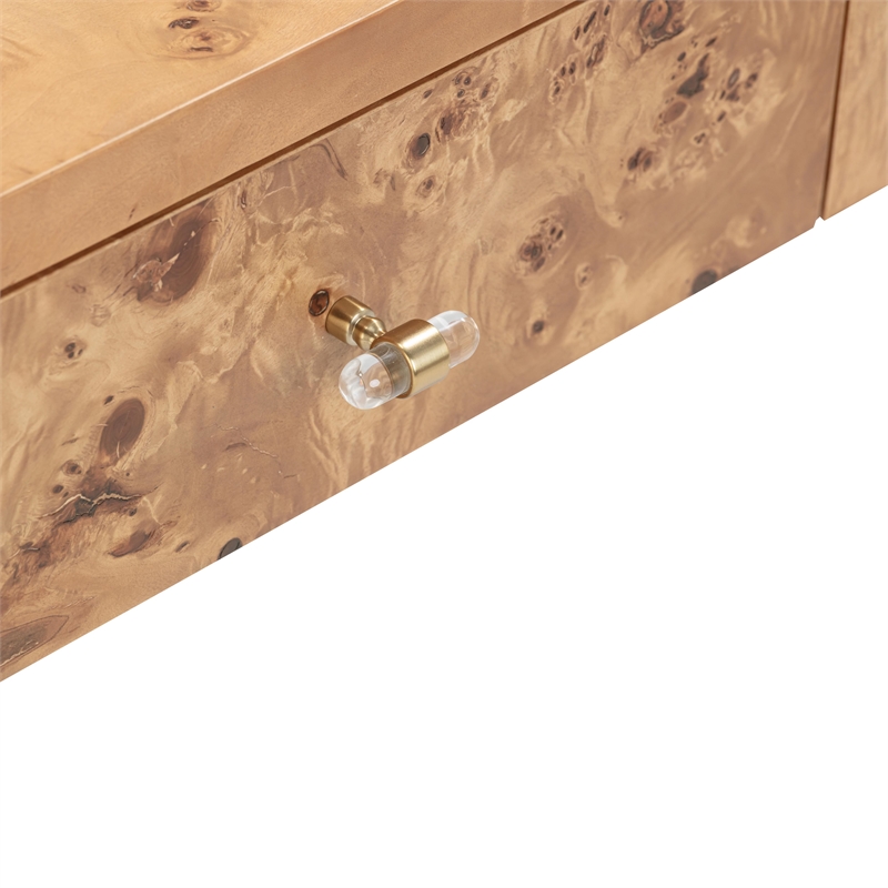 Pemberly Row Contemporary Accent Honey Burl Wooden Console Table