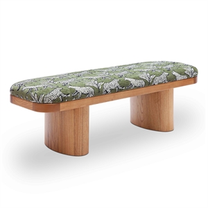 Pemberly Row Contemporary Olive Green Leopard Jacquard Bench