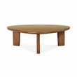 Pemberly Row Contemporary Walnut and Glass Triangular Coffee Table