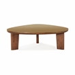 Pemberly Row Contemporary Walnut and Glass Triangular Coffee Table