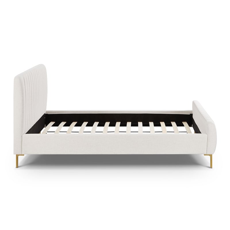 Pemberly Row Contemporary Accent Natural Upcycled Linen Queen Bed