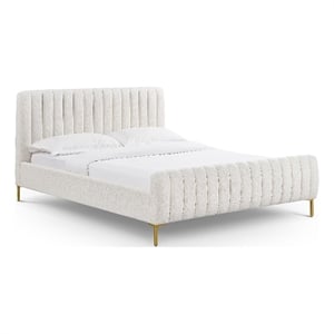 Pemberly Row Contemporary Accent Natural Upcycled Linen Queen Bed