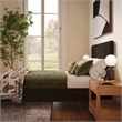 Pemberly Row Contemporary Accent Black Upcycled Linen Queen Bed