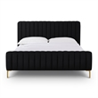 Pemberly Row Contemporary Accent Black Upcycled Linen Queen Bed