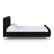 Pemberly Row Contemporary Accent Black Upcycled Linen Queen Bed