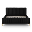 Pemberly Row Contemporary Accent Black Upcycled Linen Queen Bed