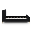 Pemberly Row Contemporary Accent Black Upcycled Linen Queen Bed