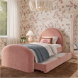 Pemberly Row Contemporary Moon Rose Upcycled Chenille Twin Bed