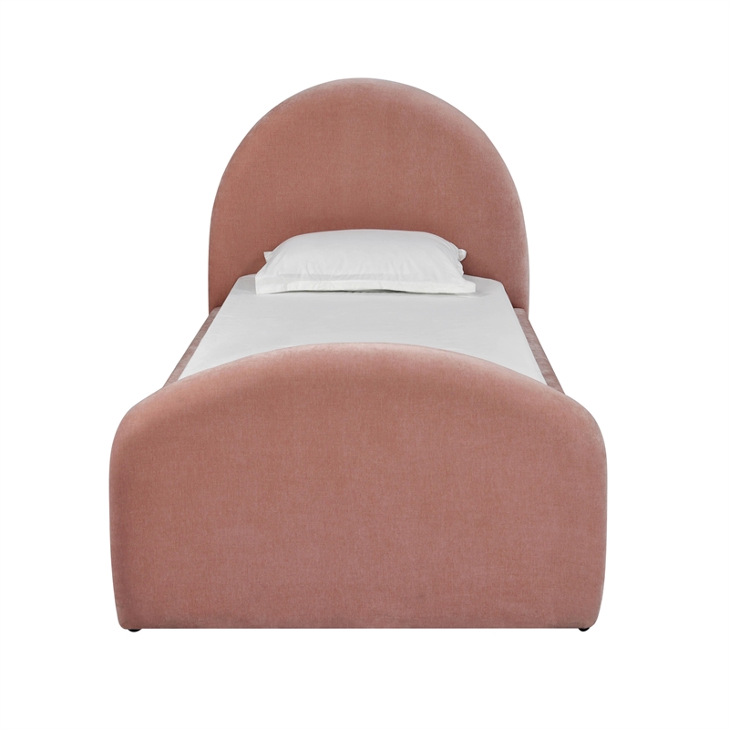Pemberly Row Contemporary Moon Rose Upcycled Chenille Twin Trundle Bed