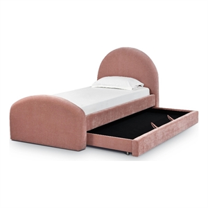 Pemberly Row Contemporary Moon Rose Upcycled Chenille Twin Trundle Bed