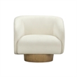 Pemberly Row Contemporary Accent Cream Velvet Swivel Accent Chair