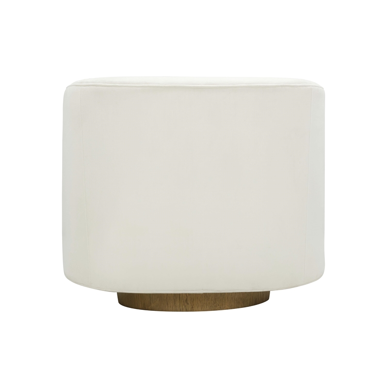 Pemberly Row Contemporary Accent Cream Velvet Swivel Accent Chair