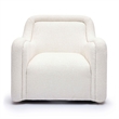 Pemberly Row Contemporary Cream Basketweave Chenille Swivel Chair