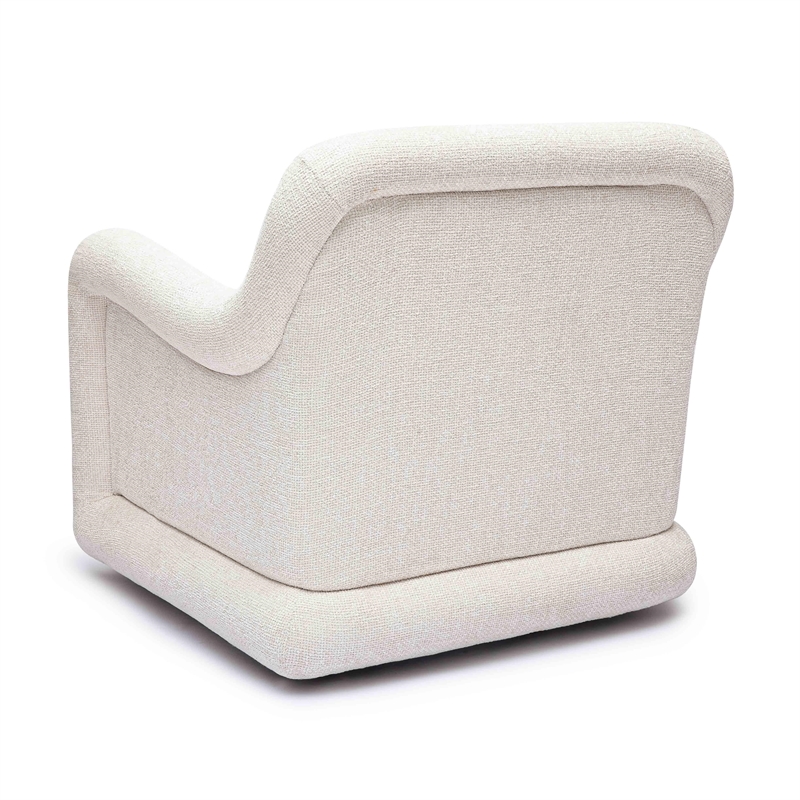Pemberly Row Contemporary Cream Basketweave Chenille Swivel Chair