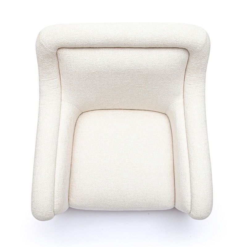 Pemberly Row Contemporary Cream Basketweave Chenille Swivel Chair
