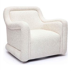 Pemberly Row Contemporary Cream Basketweave Chenille Swivel Chair