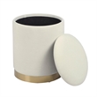 Pemberly Row Contemporary Accent Cream Chenille Storage Ottoman