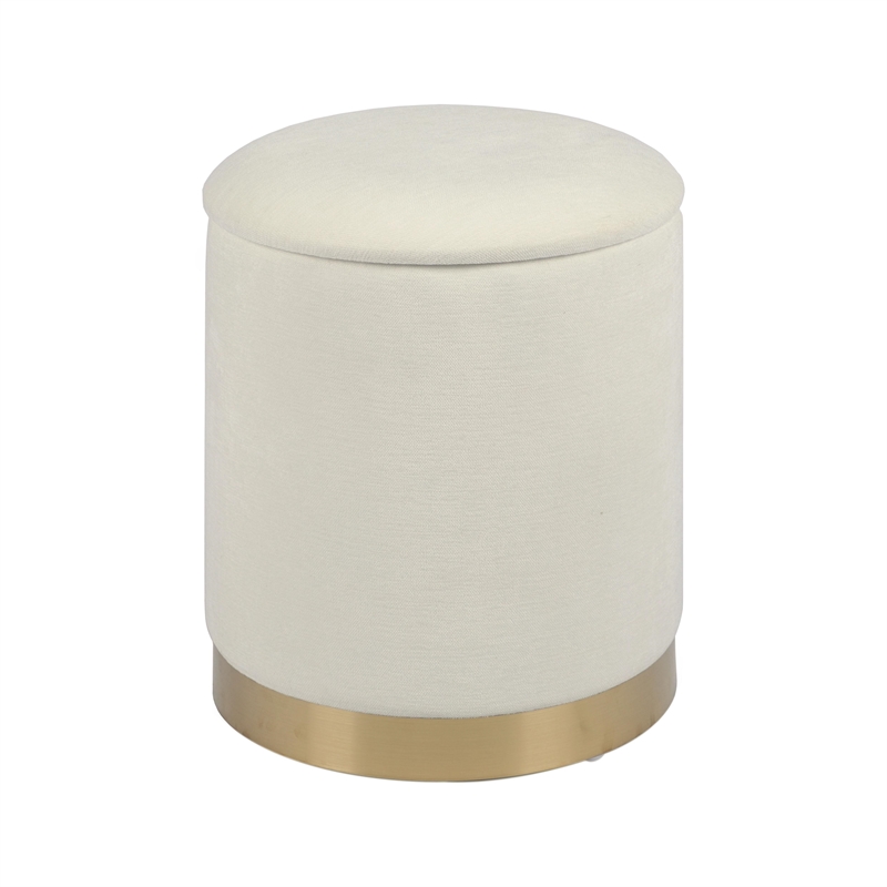 Pemberly Row Contemporary Accent Cream Chenille Storage Ottoman