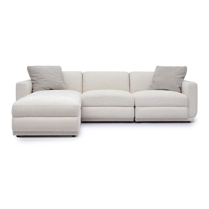 Pemberly Row Contemporary Accent Cream Chenille Modular Sectional