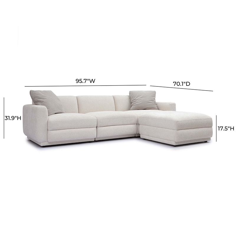 Pemberly Row Contemporary Accent Cream Chenille Modular Sectional
