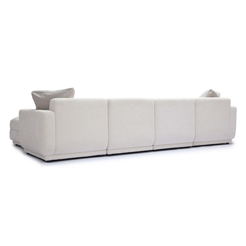 Pemberly Row Contemporary Cream Chenille Modular U-Sectional