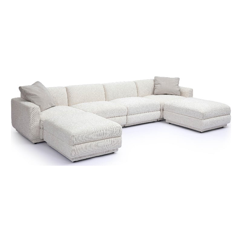Pemberly Row Contemporary Cream Chenille Modular U-Sectional