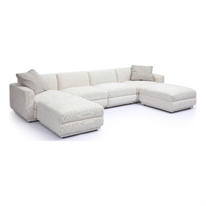 Pemberly Row Contemporary Cream Chenille Modular U-Sectional