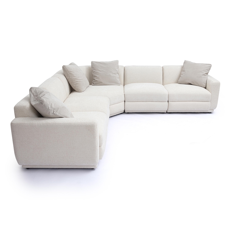 Pemberly Row Contemporary Cream Chenille Modular L-Sectional