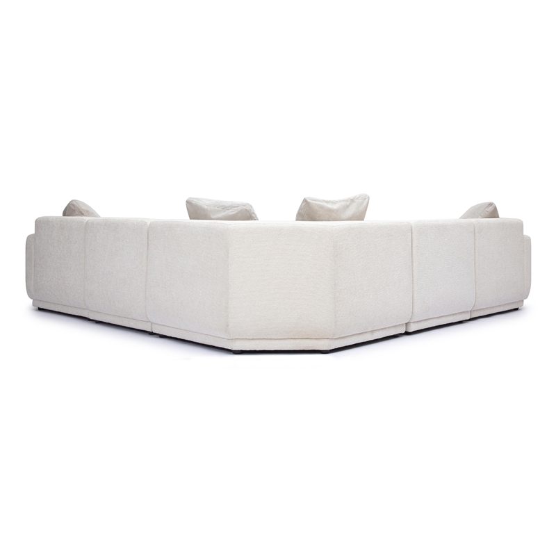 Pemberly Row Contemporary Cream Chenille Modular L-Sectional
