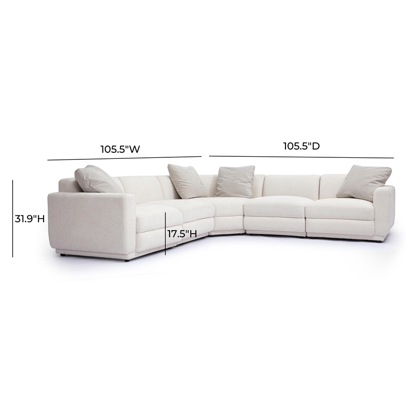Pemberly Row Contemporary Cream Chenille Modular L-Sectional
